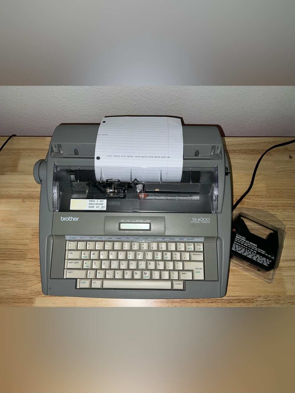 Brother SX-4000 Electric Typewriter in Gray with Cream Keys